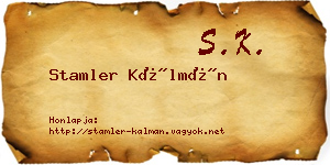 Stamler Kálmán névjegykártya